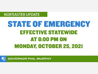 State of Emergency Message From the Governor for Monday, October 25th, 2021