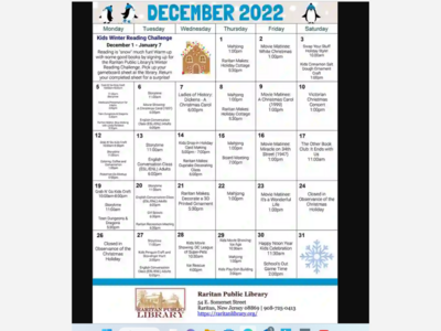 Raritan Library December Activities for Families During the Holidays
