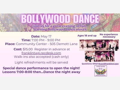 Entertainment News: Bollywood Dancing Night hosted by the Franklin Township Cultural Arts Council