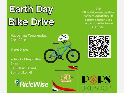 RideWise, Pops Bike Shop, and The Bridgewater Woman’s Club host Earth Day Bike Drive