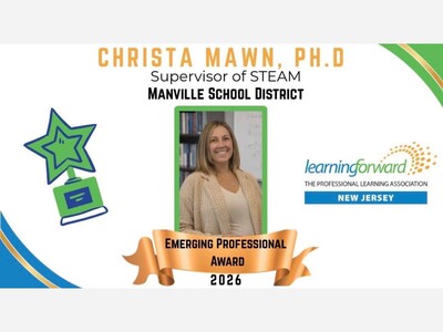Manville School District STEAM Supervisor Dr. Christa Mawn Honored with Statewide “Emerging Professional Award”