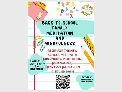 Back to School Family Meditation and Mindfulness at A Peace of Om Yoga