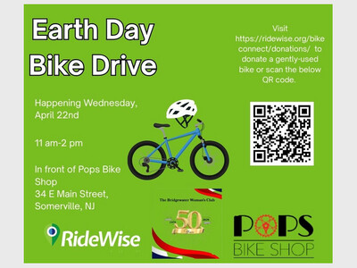 RideWise - Earth Day Bike Ride with Pops Bike Shop and The Bridgewater Woman’s Club