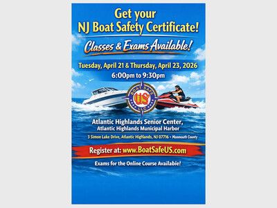 NJ Boat Safety Class & Exam in Atlantic Highlands  (Two Night)