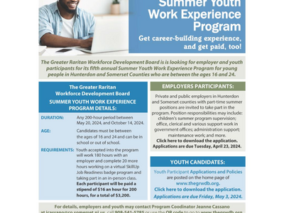 Greater Raritan Workforce Invites Teens to Work for the Summer
