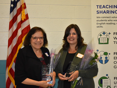 Community Partner Award Presented to Fran Leddy and Debbie Voria by Literary Volunteers of Somerset County