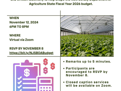 New Jersey Department of Agriculture Offers the Community to the Budget Listening Session