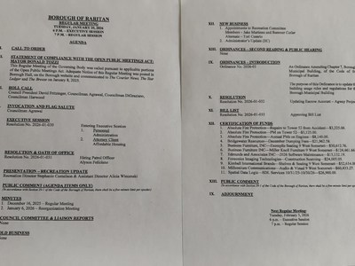 Raritan Borough Council Meeting – January 20th