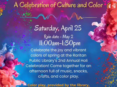 Celebrate Holi at the Raritan Public Library on April 25 for Family Fun