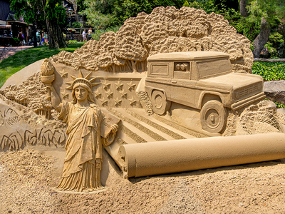 Peddler’s Village Summer Sand Sculpture Display Invites Visitors to Take a Cross-Country Road Trip